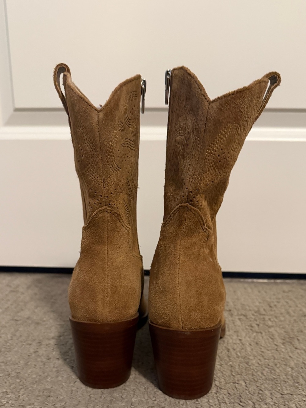 Dolce Vita Tan Suede Heeled Cowboy Boots - Picture 4 of 7